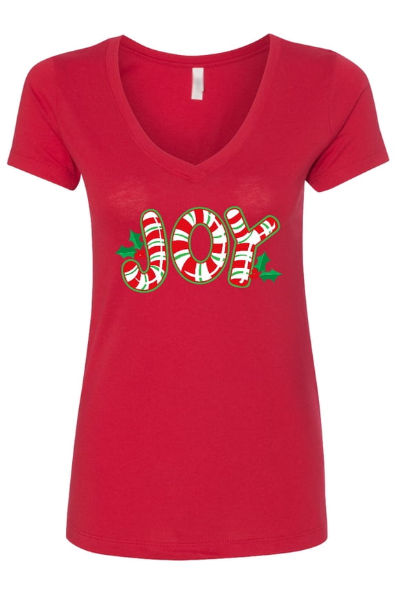 Candy Cane Joy Women's V-Neck T-Shirt
