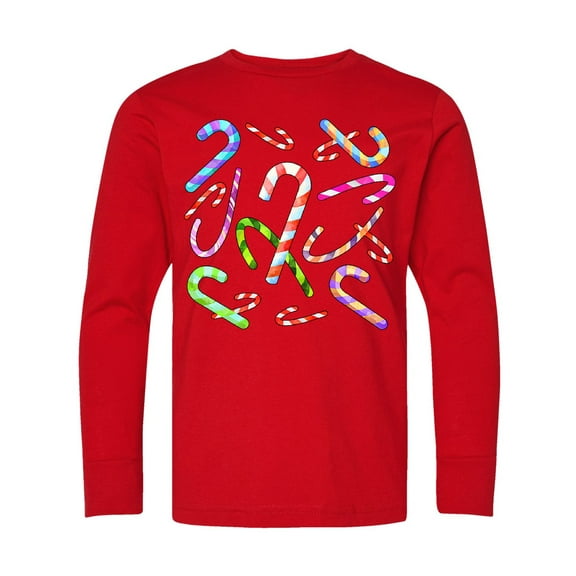 Inktastic Candy Cane Party Long Sleeve Youth T-Shirt