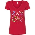 thumbnail image 1 of Inktastic Candy Cane Party Women's V-Neck T-Shirt, 1 of 5