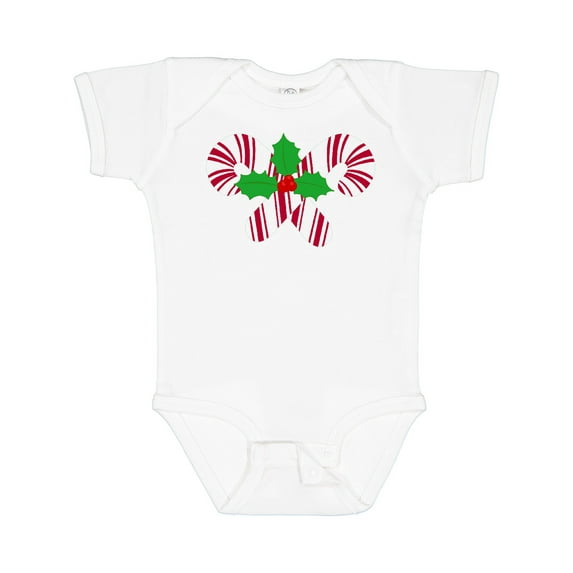 Inktastic Candy Canes and Holly Christmas Boys or Girls Baby Bodysuit