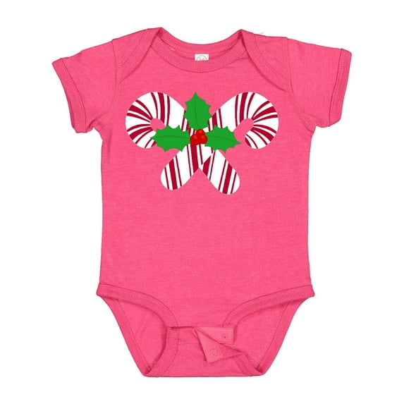 Inktastic Candy Canes and Holly Christmas Boys or Girls Baby Bodysuit