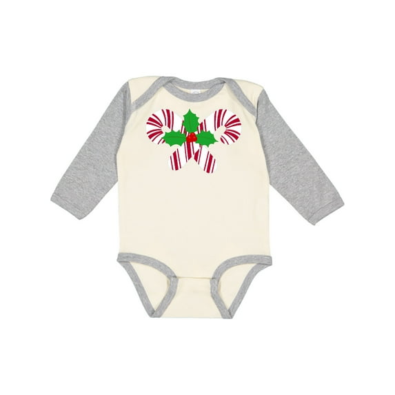 Inktastic Candy Canes and Holly Christmas Boys or Girls Long Sleeve Baby Bodysuit