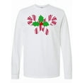 thumbnail image 1 of Inktastic Candy Canes and Holly Christmas Long Sleeve T-Shirt, 1 of 5