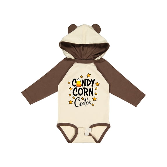 Inktastic Candy Corn Cutie with Stars Girls Long Sleeve Baby Bodysuit