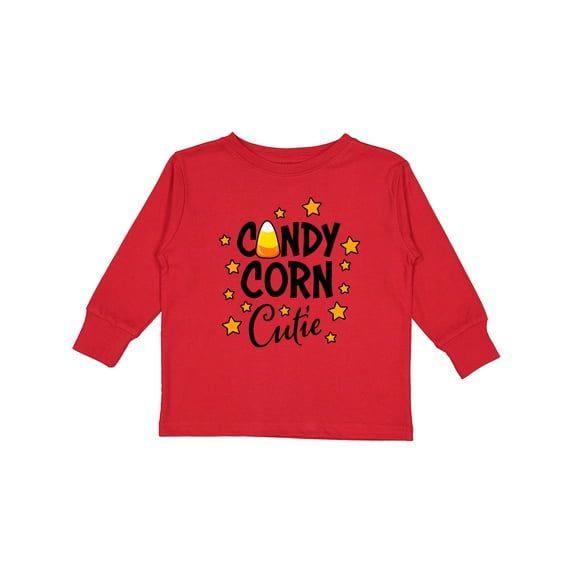 Inktastic Candy Corn Cutie with Stars Girls Long Sleeve Toddler T-Shirt