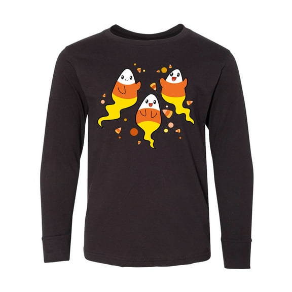 Inktastic Candy Corn Ghosts for Halloween Long Sleeve Youth T-Shirt