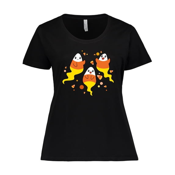 Inktastic Candy Corn Ghosts for Halloween Women's Plus Size T-Shirt