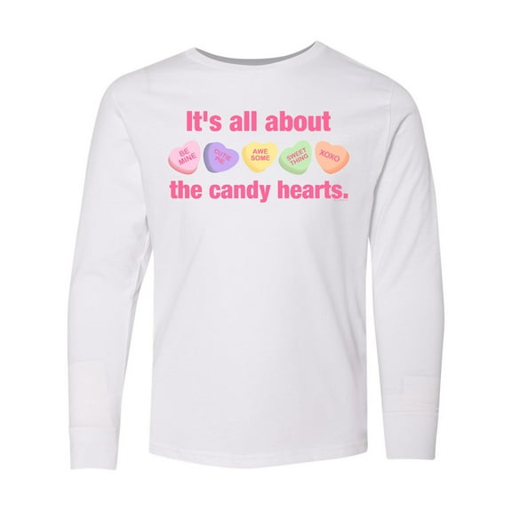 Inktastic Candy Hearts II Long Sleeve Youth T-Shirt
