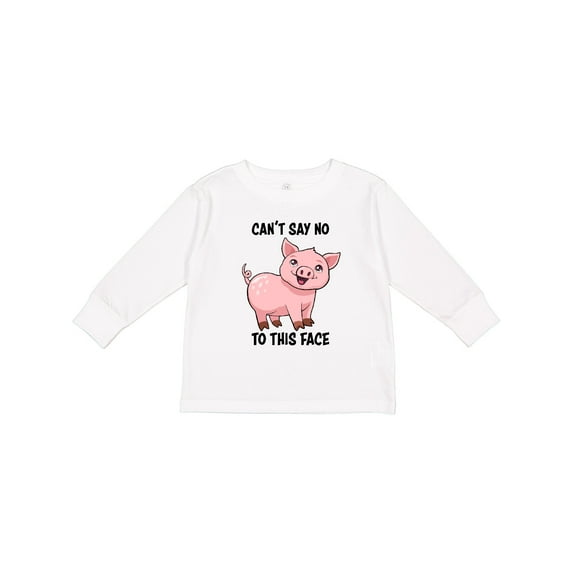 Inktastic Cant Say No to This Face- Cute Pig Boys or Girls Long Sleeve Toddler T-Shirt