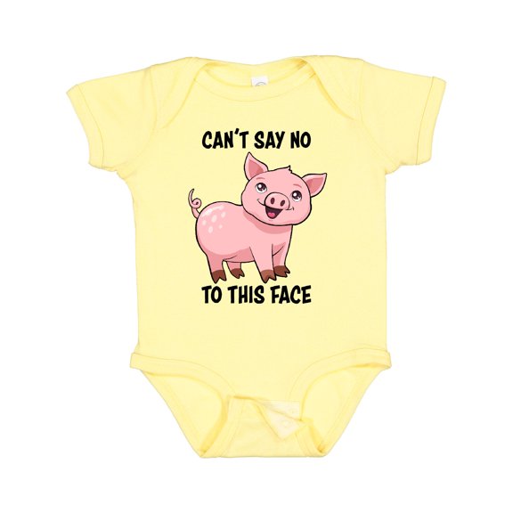 Inktastic Cant Say No to this Face- cute pig Boys or Girls Baby Bodysuit