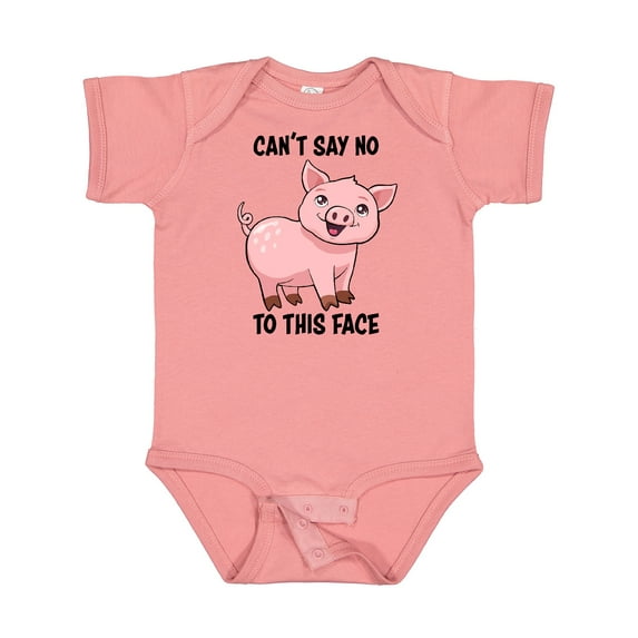 Inktastic Cant Say No to this Face- cute pig Boys or Girls Baby Bodysuit