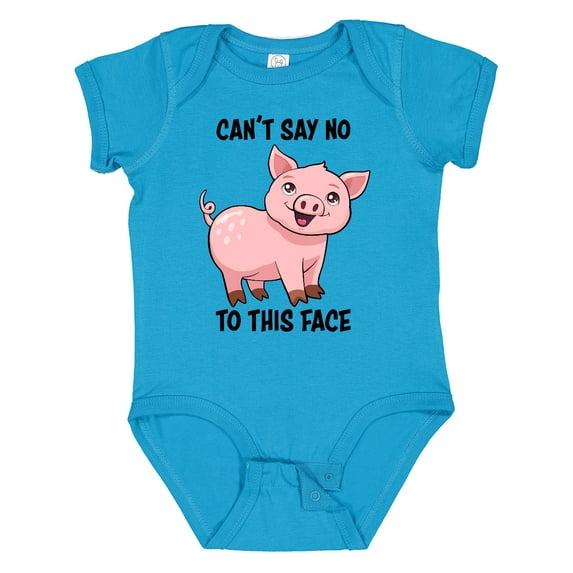 Inktastic Cant Say No to this Face- cute pig Boys or Girls Baby Bodysuit