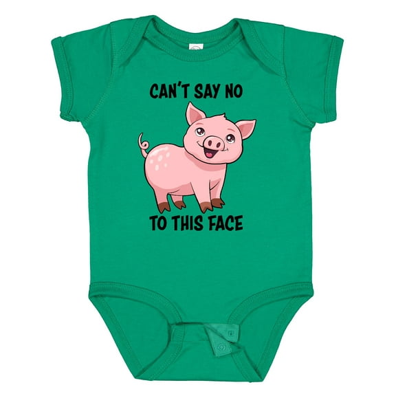 Inktastic Cant Say No to this Face- cute pig Boys or Girls Baby Bodysuit