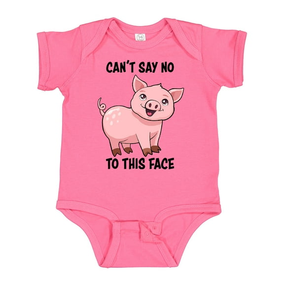 Inktastic Cant Say No to this Face- cute pig Boys or Girls Baby Bodysuit