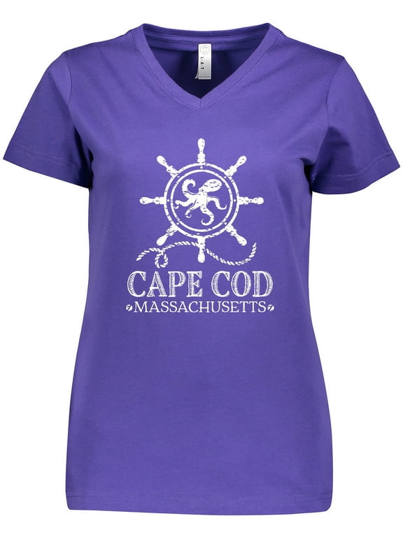 Cape Cod Massachusetts Nautical Women's V-Neck T-Shirt