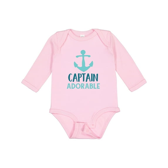 Inktastic Captain Adorable, Boat Anchor, Nautical - Blue Boys Long Sleeve Baby Bodysuit