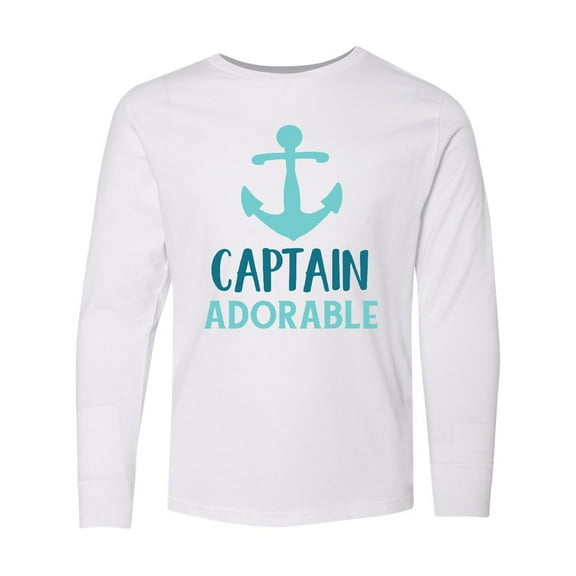 Inktastic Captain Adorable, Boat Anchor, Nautical - Blue Long Sleeve Youth T-Shirt