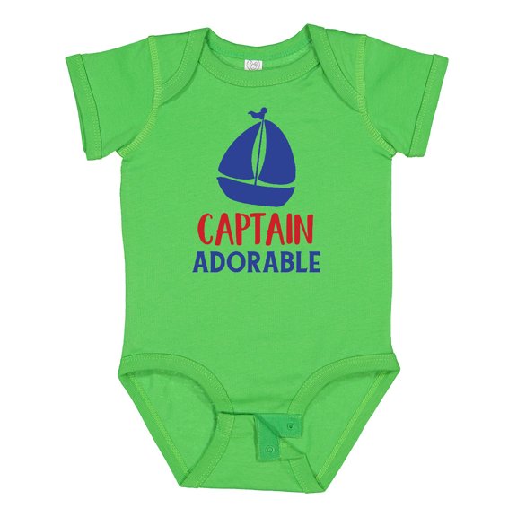 Inktastic Captain Adorable, Sail Boat, Sailing - Red Blue Boys Baby Bodysuit