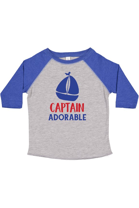 Captain Adorable, Sail Boat, Sailing - Red Blue Boys Toddler T-Shirt