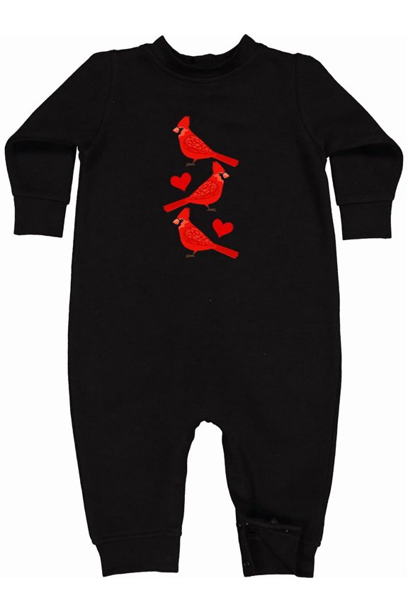 Cardinal Cute Bird Watching Baby Fleece Romper