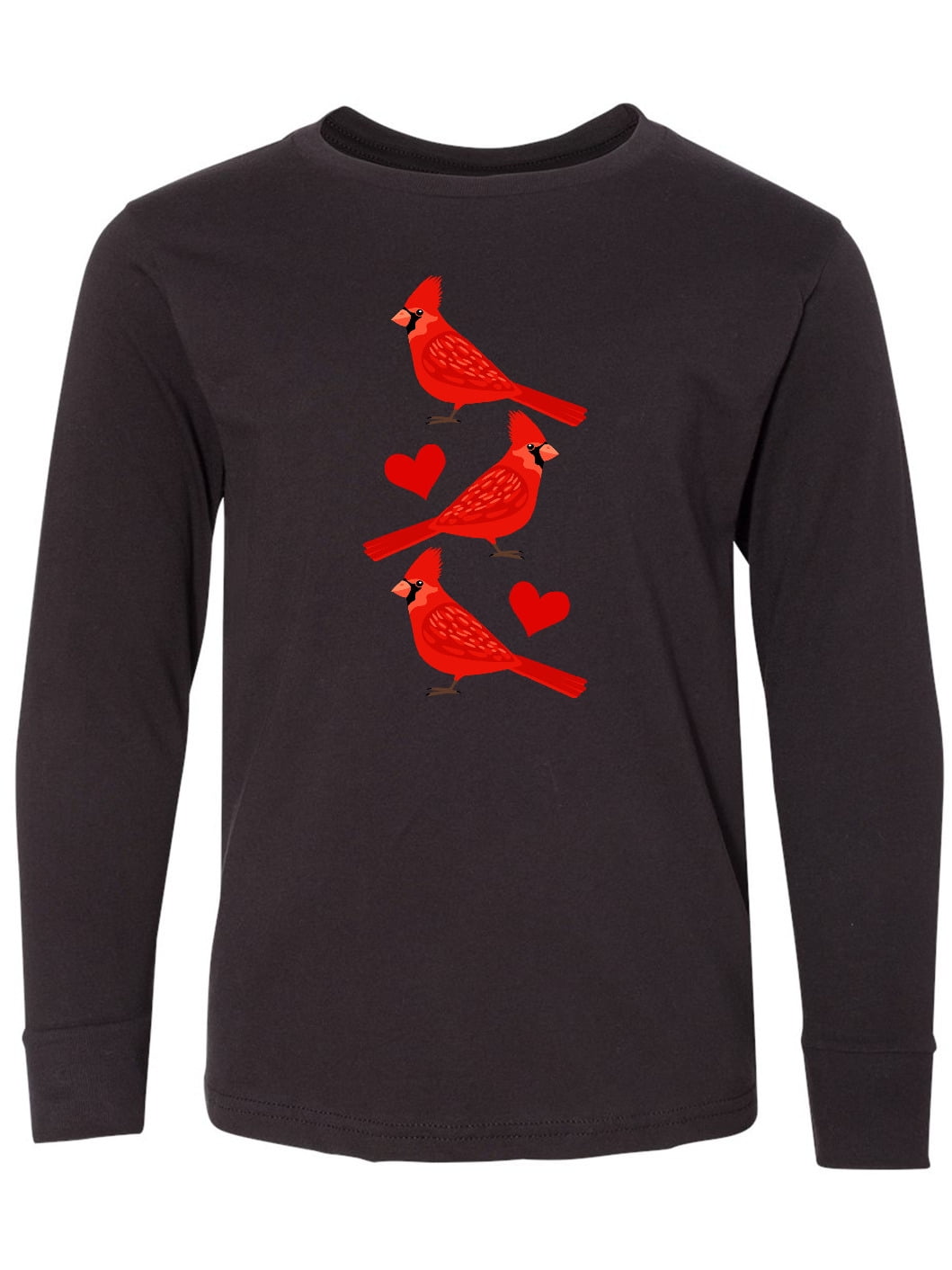 Inktastic Cardinal Cute Bird Watching Long Sleeve Youth T-Shirt - Main Image