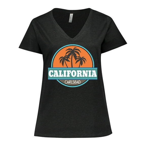 Inktastic Carlsbad California Women's Plus Size V-Neck T-Shirt