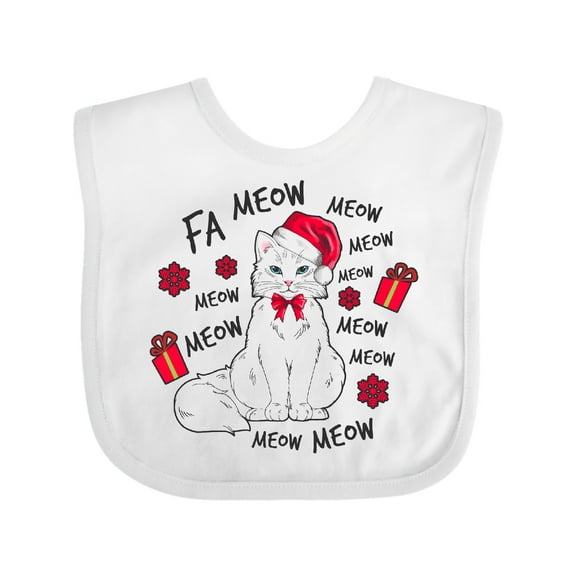 Inktastic Cat Christmas Music with Santa Hat Boys or Girls Baby Bib