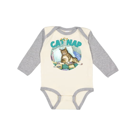 Inktastic Cat Nap Cute Sleeping Cat Boys or Girls Long Sleeve Baby Bodysuit