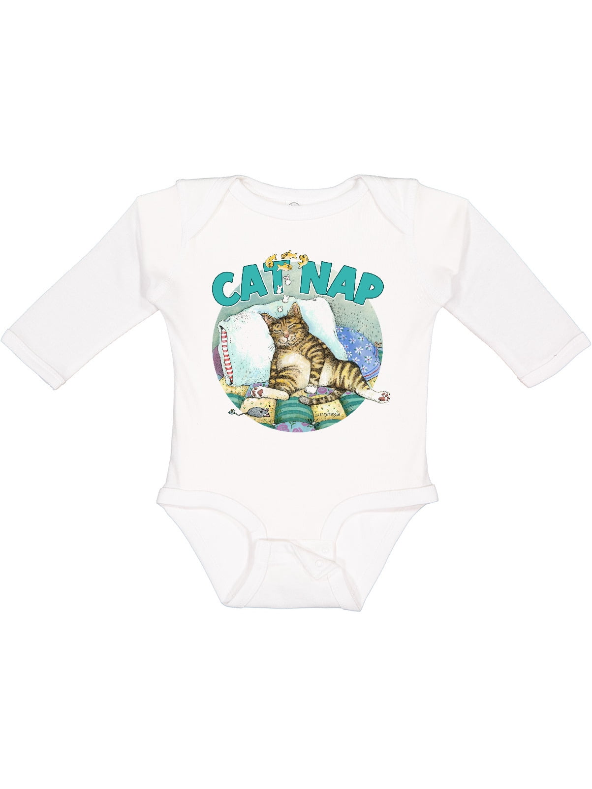 Inktastic Cat Nap Cute Sleeping Cat Boys or Girls Long Sleeve Baby Bodysuit