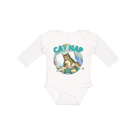Inktastic Cat Nap Cute Sleeping Cat Boys or Girls Long Sleeve Baby Bodysuit