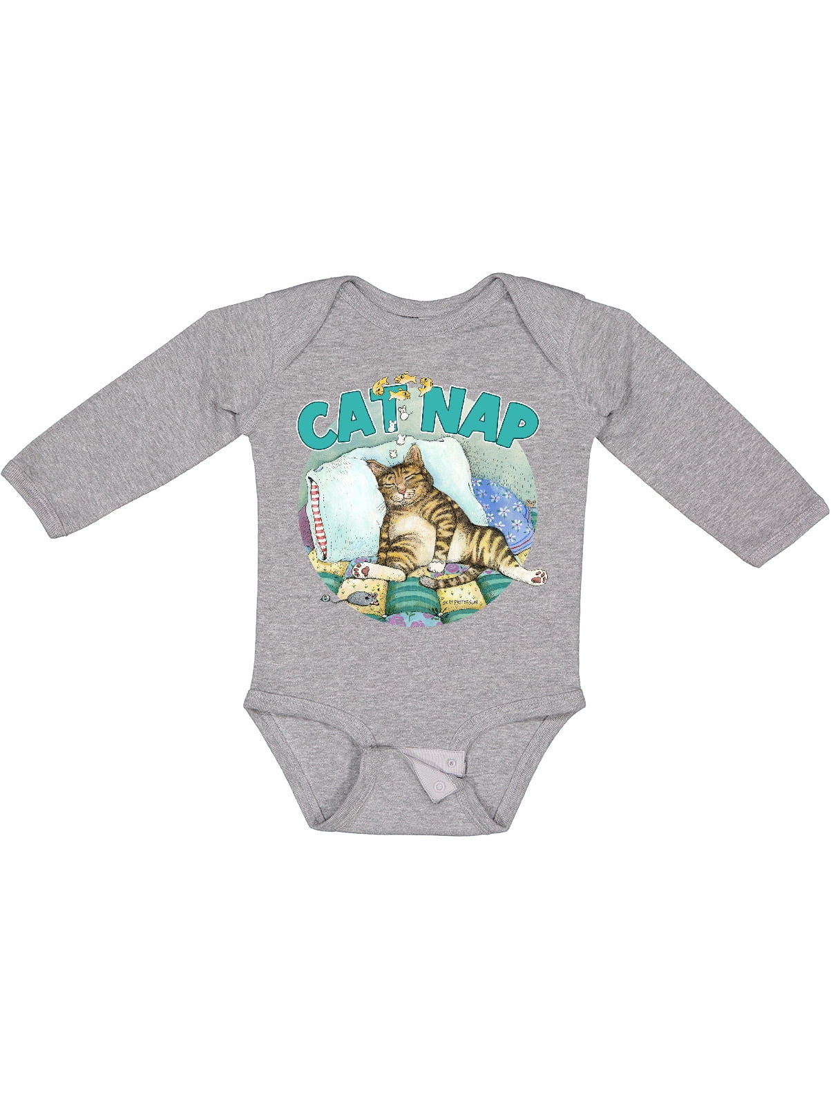 Inktastic Cat Nap Cute Sleeping Cat Boys or Girls Long Sleeve Baby Bodysuit