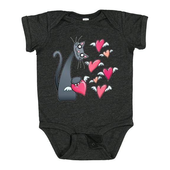 Inktastic Cat Versus Valentine’s Day Hearts with Wings Boys or Girls Baby Bodysuit