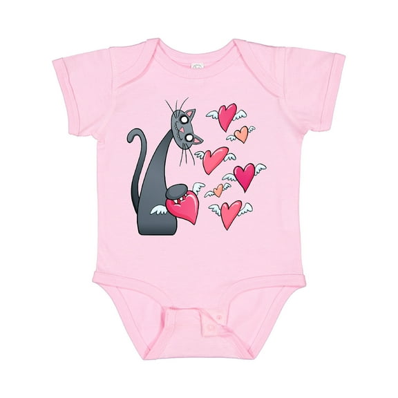 Inktastic Cat Versus Valentine’s Day Hearts with Wings Boys or Girls Baby Bodysuit