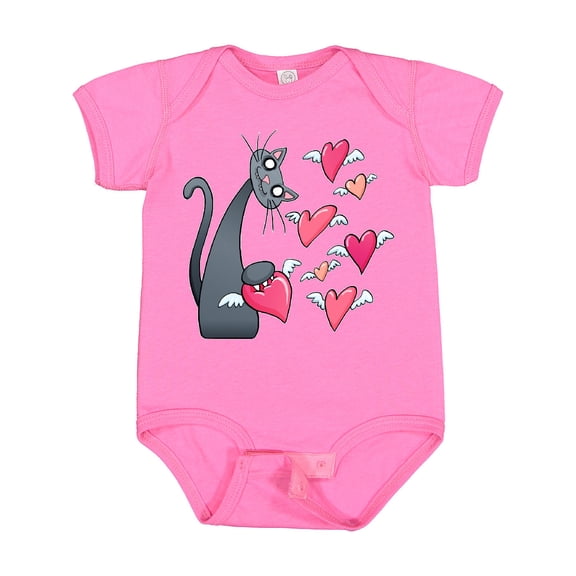 Inktastic Cat Versus Valentine’s Day Hearts with Wings Boys or Girls Baby Bodysuit