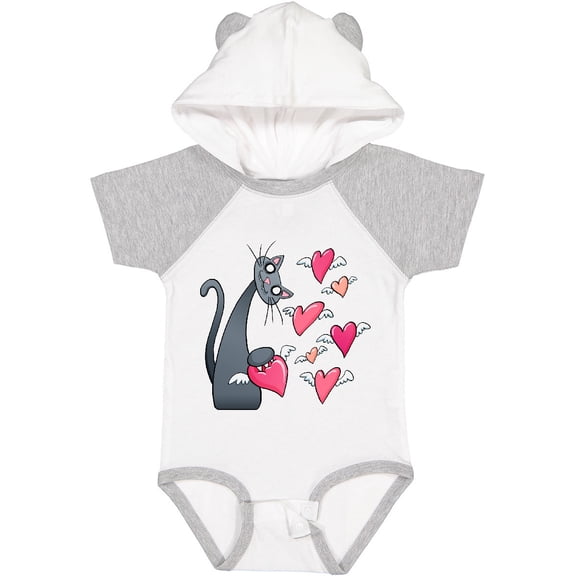 Inktastic Cat Versus Valentine’s Day Hearts with Wings Boys or Girls Baby Bodysuit