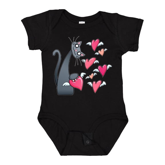 Inktastic Cat Versus Valentine’s Day Hearts with Wings Boys or Girls Baby Bodysuit