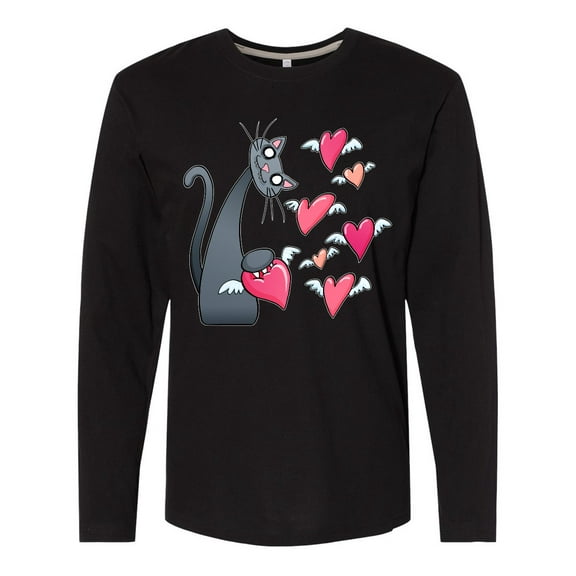 Inktastic Cat Versus Valentine’s Day Hearts with Wings Long Sleeve T-Shirt