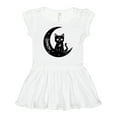 thumbnail image 1 of Inktastic Cat on Crescent Moon with Leaves and Stars Girls Baby Dress, 1 of 5