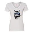 thumbnail image 1 of Inktastic Cat with Sunglasses and Beach Sunset Women's V-Neck T-Shirt, 1 of 5