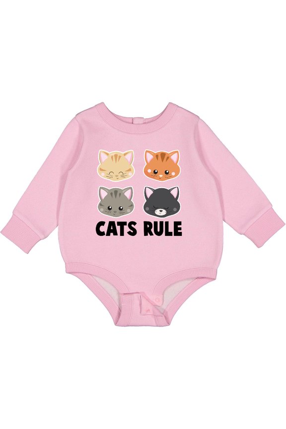 Cats Rule with Cat Heads Baby Fleece Bodysuit