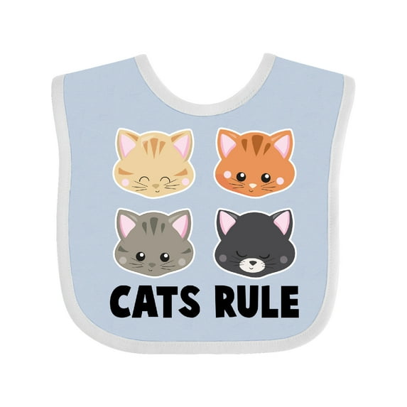 Inktastic Cats Rule with Cat Heads Boys or Girls Baby Bib