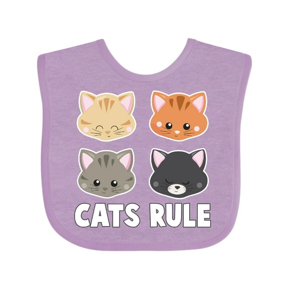 Inktastic Cats Rule with Cat Heads Boys or Girls Baby Bib