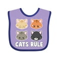thumbnail image 1 of Inktastic Cats Rule with Cat Heads Boys or Girls Baby Bib, 1 of 4