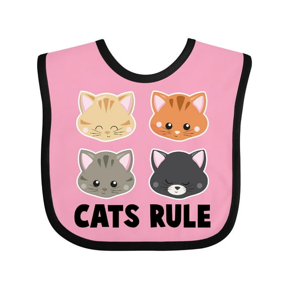 Inktastic Cats Rule with Cat Heads Boys or Girls Baby Bib