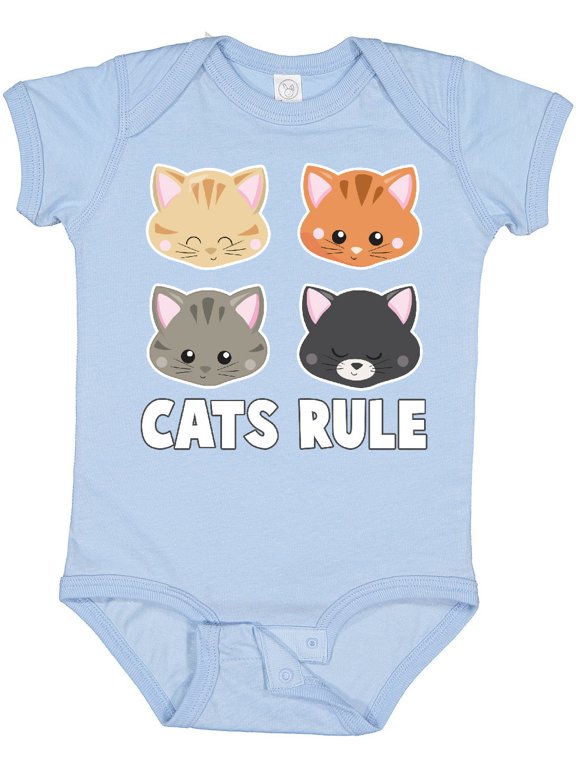 Cats Rule with Cat Heads Boys or Girls Baby Bodysuit