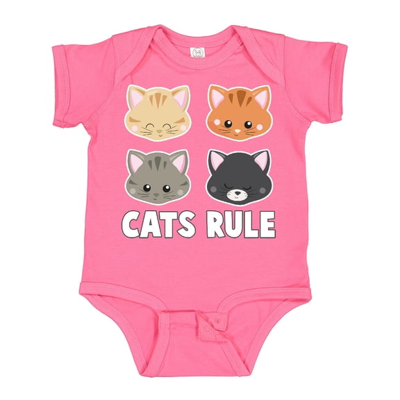 Inktastic Cats Rule with Cat Heads Boys or Girls Baby Bodysuit