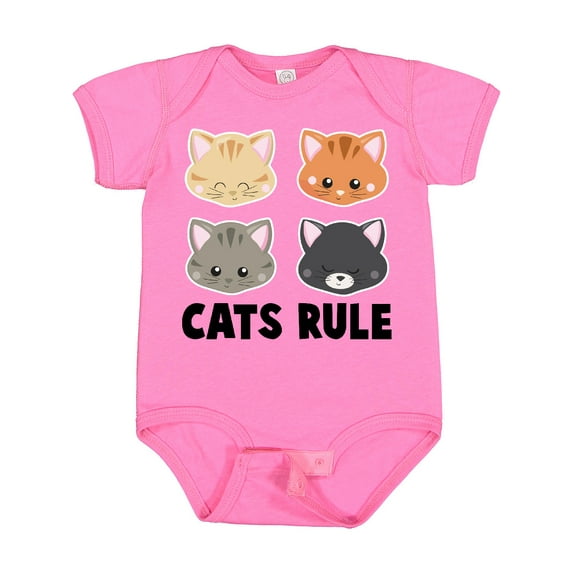 Inktastic Cats Rule with Cat Heads Boys or Girls Baby Bodysuit