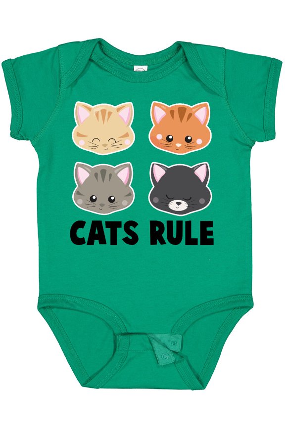 Cats Rule with Cat Heads Boys or Girls Baby Bodysuit