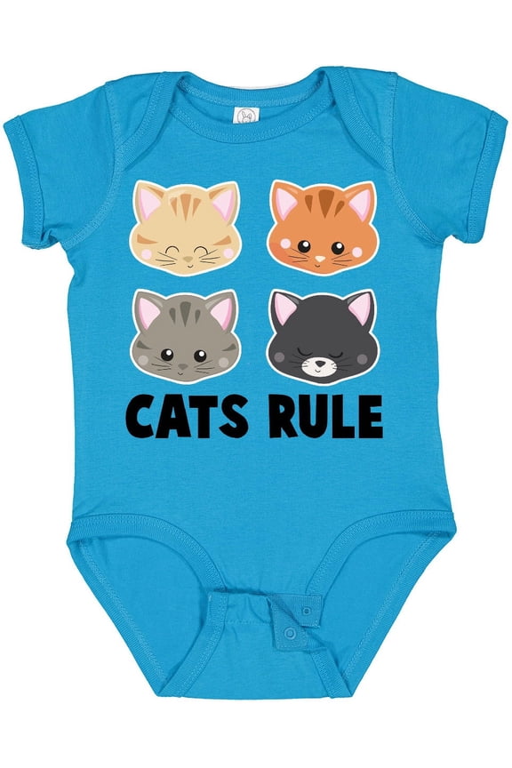 Cats Rule with Cat Heads Boys or Girls Baby Bodysuit
