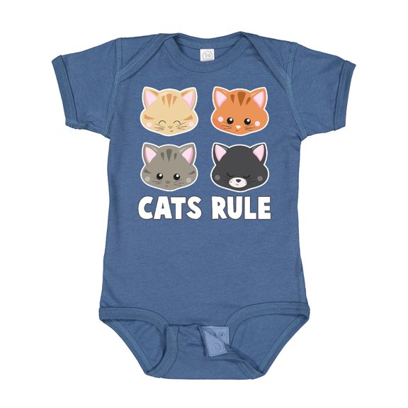 Inktastic Cats Rule with Cat Heads Boys or Girls Baby Bodysuit